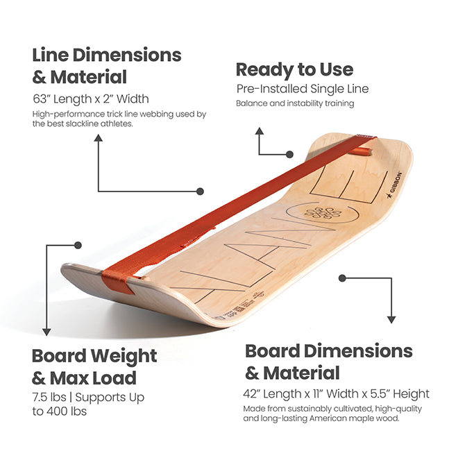 GiBoard Balance Trainer w/ Gibbon Slackline | Wood Balance